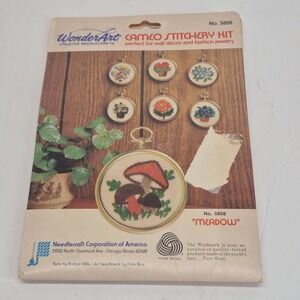 Wonder Art Cross Stitch Meadow Mushroom Cameo Frame Needlepoint Kit Craft 5808
